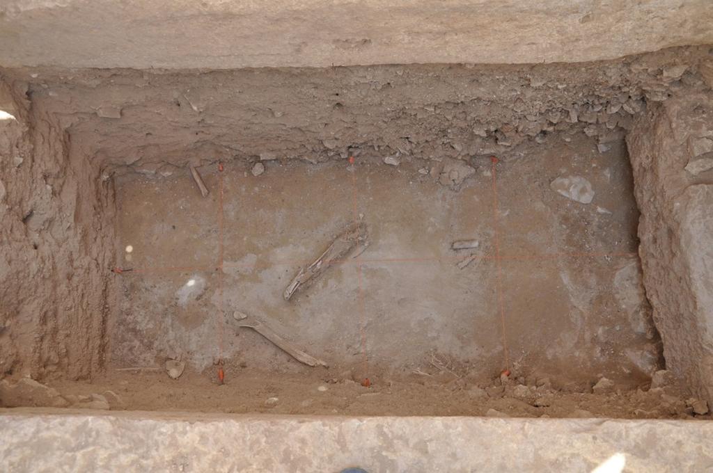 Resim 18. 91 no.lu mezar: Mezarın taban seviyesi ve in situ iki adet kemik. Resim 19. 92a no.
