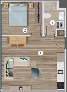 Mutfak : 9,44 m 2 4 Balkon : 2,55 m 2 5 Yatak Odası : 9,81 m 2 6 Yatak Odası : 9,50 m 2 7 E.