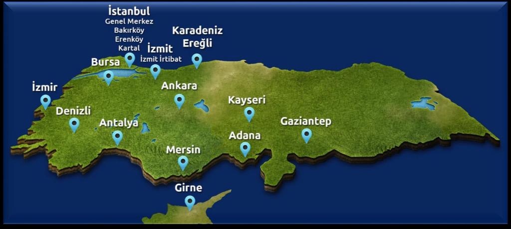 Geniş Yatırım Merkezi Ağı Genel Müdürlüğümüzle birlikte İstanbul da 4, KKTC de 1 olmak üzere toplamda 17 Yatırım Merkezi ile hizmet verilmektedir.