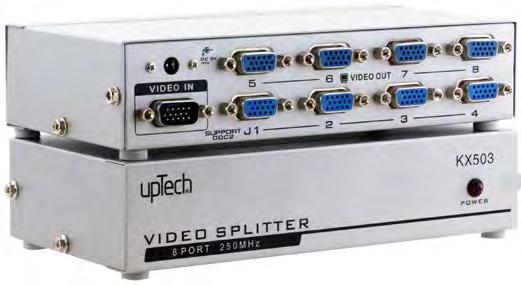 VGA Splitter 48 KX503 8 Port VGA Splitter professional video solutions 8 Port 250MHz 1920x1440 çözünürlük 65-85mt mesafe görüntü aktarımı Video Splitter cihazları sadece görüntü çoklamakla kalmaz