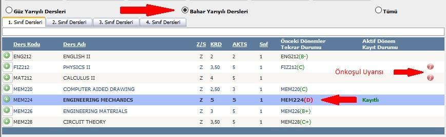 Öncelikle müfredatınızda dönemlik programlarda önceki dönemi, yıllık programlarda önceki yıllara ait alınmamış ya da başarılamamış açılan derslerin alınması gerekmektedir.