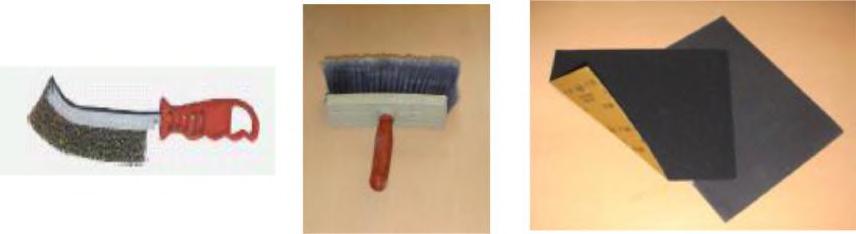 : Demir yüzeyindeki pasların çıkartılmasında kullanılır. Resim 1.5: Tel fırça Resim 1.6: Takoz fırça Resim 1.7: Zımpara 1.2.