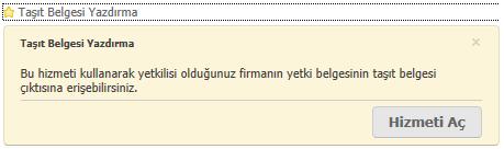 7. Taşıt Belgesi Yazdırma Firmanın Yetki belgesinde Kalıcı olarak kayıtlı taşıtların (Ödemesi Yapılmış Özmal veya sözleşmeli taşıtların ) taşıt detaylarının listelendiği Taşıt Belgesini yazdırmak