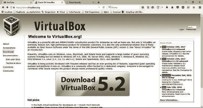 10 Bölüm 2 Temel Programlar ve İşletim Sistemi Kurulumu VırtualBox VirtualBox, masaüstü sanallaştırma yazılımıdır.
