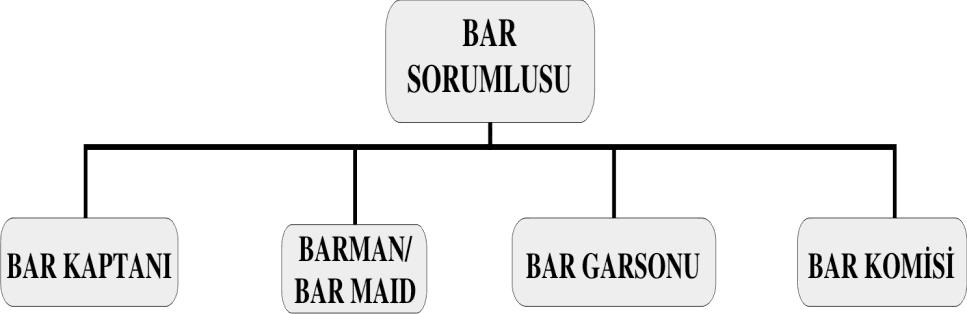 Bar Supervisor / Bar Sorumlusu İşletmedeki tüm barların işleyiş ve yönetiminden sorumlu personel olup en az iki lisan bilmelidir.
