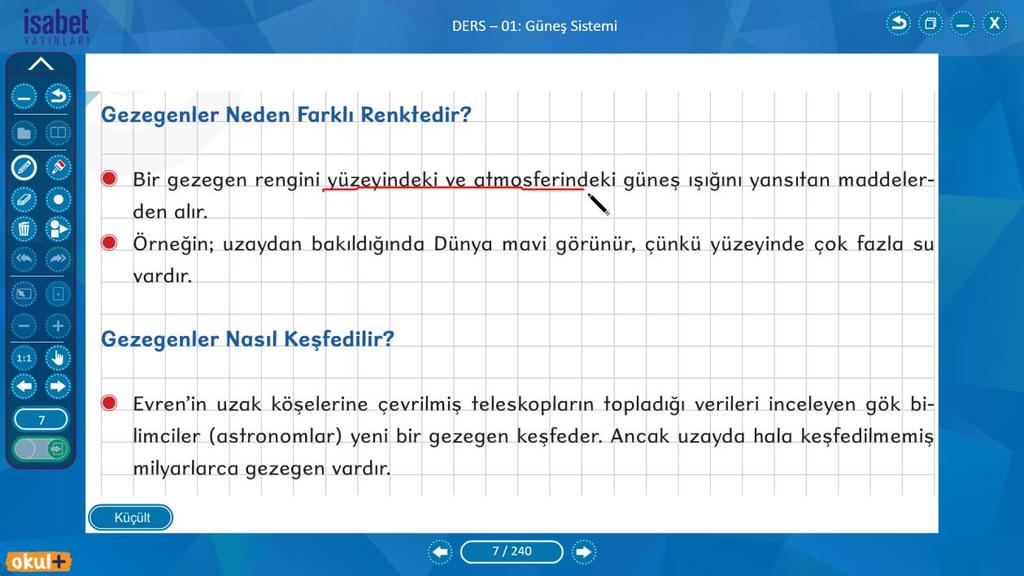 Fırça butonundan renk seçimi yapılır.