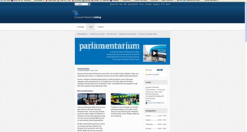Parlamentarium 2011 de Brüksel de açılan Avrupa Parlamentosu Ziyaretçi Merkezi AP ve AB Kurumlarını