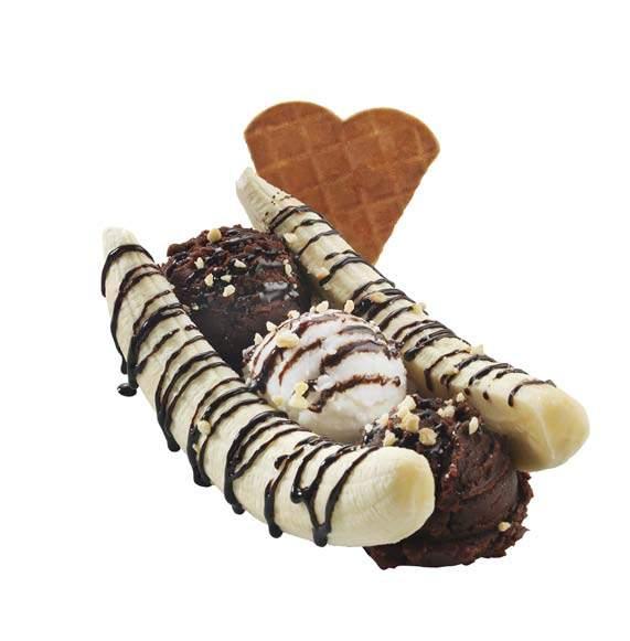 00 3 Top Dondurmalı Waffle BANANA SPLIT 2 top çikolatalı