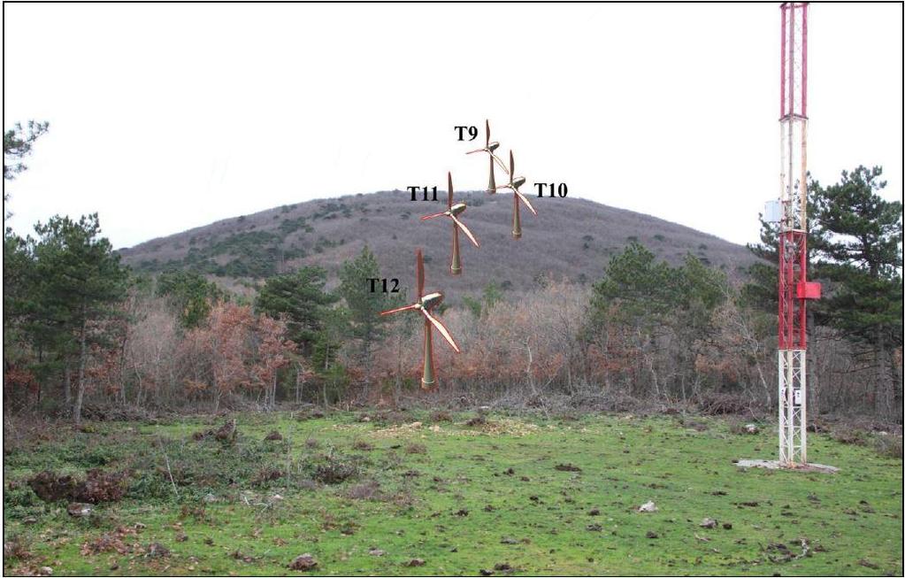 Şekil 9: 12, 13, 14, 15, 16, 17, 18 ve 20 Türbinlerinin planlandığı proje alanı