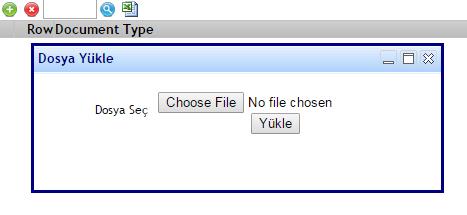 6. Row Document Type başlıklı alana yeni bir doküman eklemek için (ekle) butonuna basınız, istenen gerekli taratılmış dijital evrakları veya dökümanları bilgisayarınızdan seçerek (choose file) Yükle