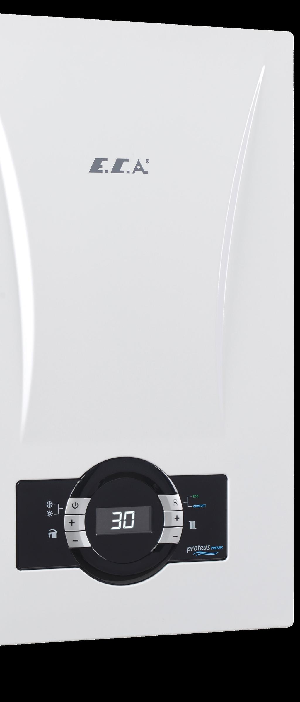 PROTEUS PREMİX, yoğuşma teknolojisiyle yüksek enerji tasarrufu sağlamakta ve aynı zamanda küçük boyutları, zarif görünümü ve ergonomik tasarımlı kumanda paneli ile göze de hitap eden bir ürün olma