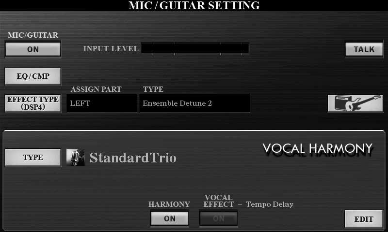 Bir gitar kullandığınızda, ayarları optimum ses için değiştirdiğinizden emin olun. Aşağıdaki ekranlar, mikrofon ve gitar için önerilen ayarlara örnektir.
