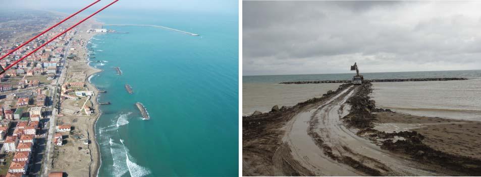 7. Kıyı Mühendisliği Sempozyumu - 75 - Yapılan çalışmalara göre sahildeki erozyonun büyük kısmının liman kaynaklı olduğu ve Sakarya nehrinden gelen sedimentin barajlar tarafından kesilmesinin ve