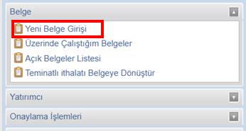 6 Bu işlemle birlikte ekranın sağ tarafında belge künye bilgilerinin girişinin yapılacağı alan açılır.