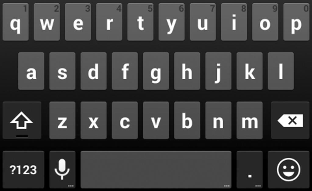 Android Klavye (AOSP) Android Klavye, bir masaüstü bilgisayarı klavyesine benzer bir görünümdedir. Telefonu yana çevirin.