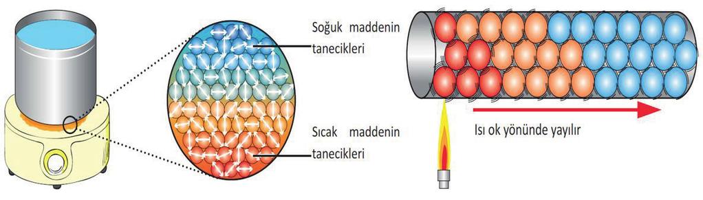 **Isıyı iyi ileten maddeler ısı iletkeni denir. Demir, bakır, gümüş, alüminyum ve altın ısı iletkenine örnek verilebilir. **Isıyı iyi iletmeyen maddelere ısı yalıtkanı denir.