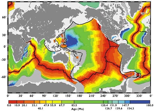 Deniz tabanının sediman kalınlığı ve biyostratigrafiden belirlenen jeolojik yaş dağılımı: Deniz tabanı