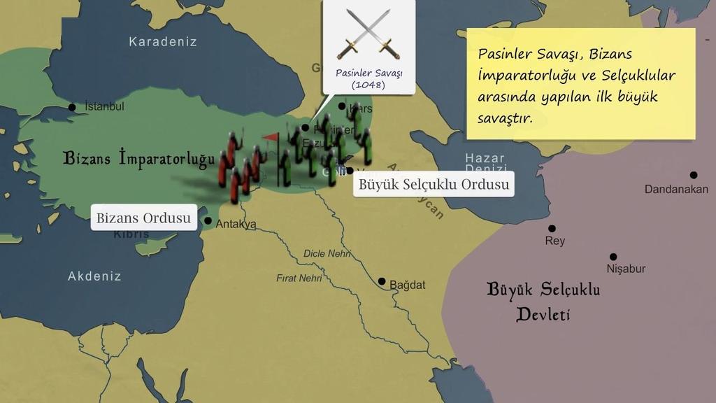 1048 de Bizans ı, Pasinler Savaşı nda mağlup ettiler.