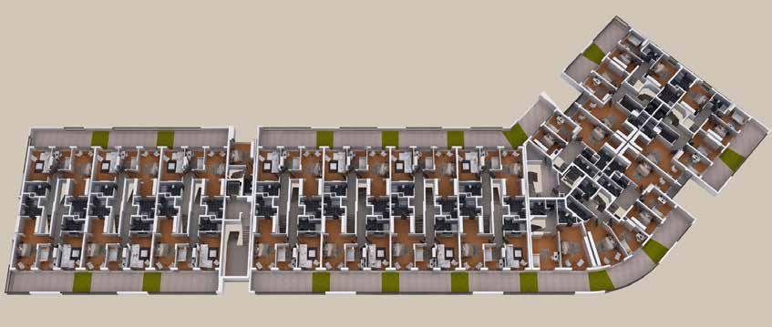 BOYLER 3. KAT PLANI 2. Kat ve Çatı dubleksleri toplam 22 adet olup Çatı ebeveyn yatak odalarında 1,5 x 2 m² panoramik cam tavan ve YATAK OD. GİYİNME A:5.50 m² ÇOCUK OD. A:15.