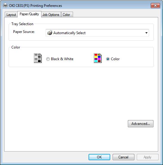 For Windows PS Printer Driver [Düzen] (Layout) sekmesi Öğe Yönelim (Orientation) Sayfa Sırası (Page Order) Sayfa Biçimi (Page Format) Preview (Preview) Gelişmiş