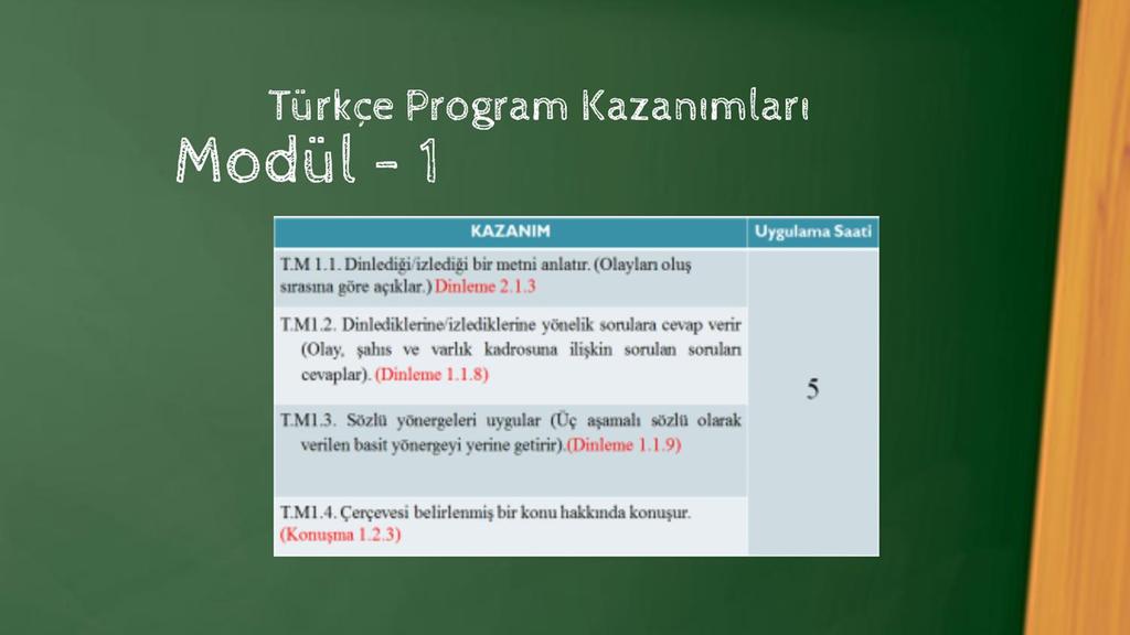 KAZANIM T.M 1.1. Dinlediği/izlediği bir metni anlatır. (Olayları oluş sırasına göre açıklar.) Dinleme 2.