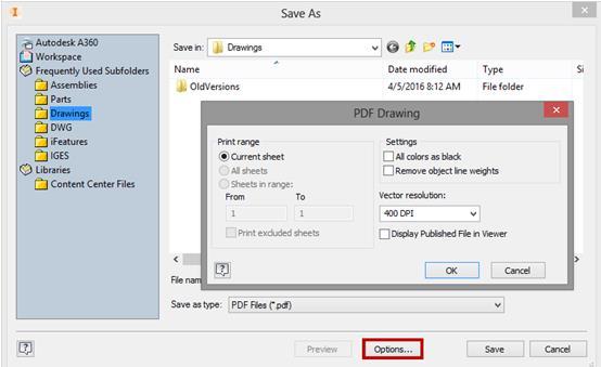 Teknik Resim Ortamı ( Drawings ) Export to PDF: * Yeni seçenek olan Görüntüleyicide Yayınlanan Dosyayı Göster