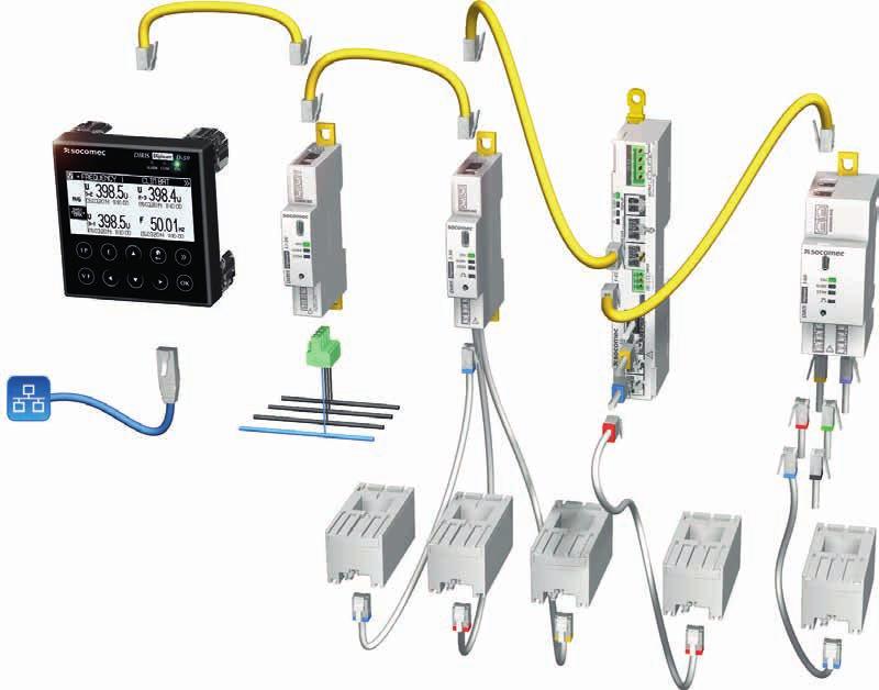 DIRIS Digiware Elektrik tesisatlarında köklü değişiklikler yapan enerji ölçüm ve izleme sistemi 1 ekran 1 gerilim ölçüm modülü Akım ölçüm modülleriakım sensörleri Socomec'e özel, patent başvurusu