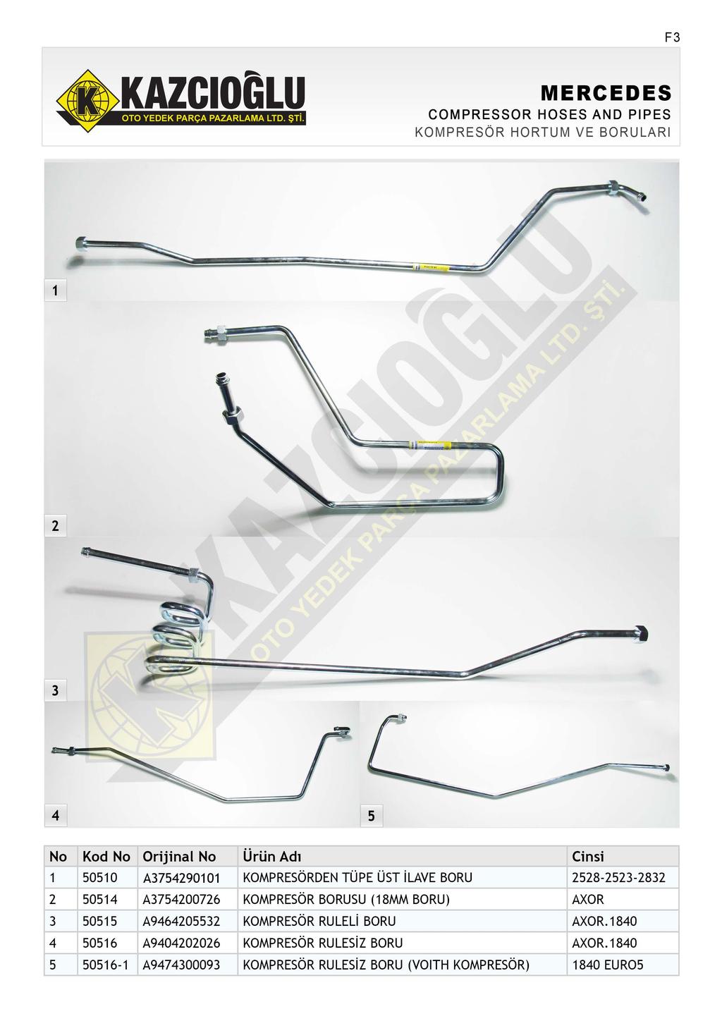 F3 COMPRESSOR HOSES AND PIPES KOMPRESÖR HORTUM VE BORULAR!