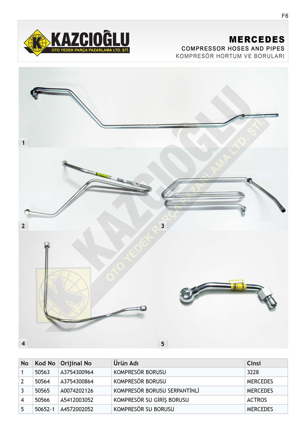 F6 COMPRESSOR HOSES AND PIPES KOMPRESÖR HORTUM VE BORULAR!