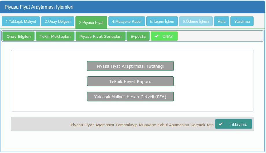 3.Piyasa Fiyat İşlemleri Onay: Piyasa Fiyat