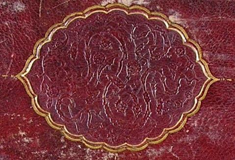 Yazma eser cildinin yapımında koyu kırmızı renkli meşin deri kullanılmış ve cilt kapağı üzerinde Soğuk Şemse tekniği uygulanmıştır.