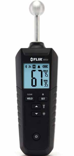 FLIR Tools Mobile uygulamasına kablosuz olarak bağlayın Ahşap, alçı panel ve beton dahil 11 malzeme grubu bulunan dahili kitaplığını kullanarak ölçüm cihazını uygun