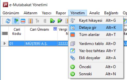 Cari hesap kartlarındaki bilgilerin doğru ve eksiksiz tanımlanmış olması e-mutabakat gönderimleri için yeterli işlemler olacaktır.