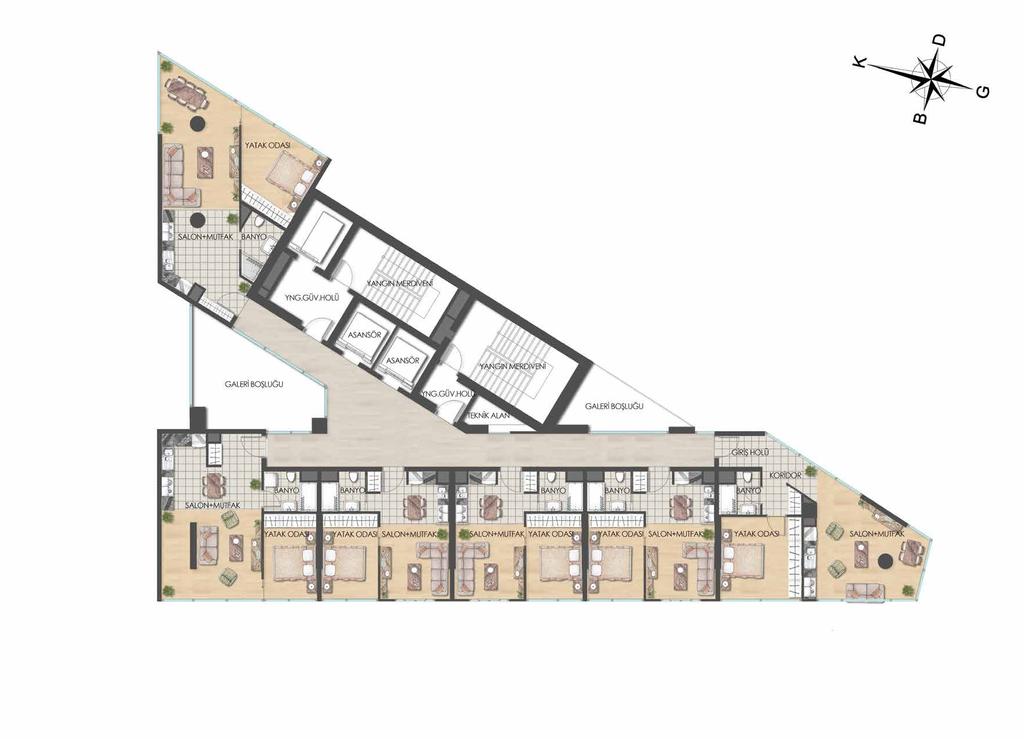 resıdence floor plan daire kat planı FLOOR TOTAL : 450,05 m² CORE AREA : 136,83 m² GALLERY AREA : 32,27 m²
