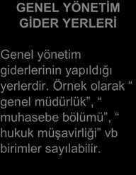 FİNANSMAN GİDER YERLERİ Finansman giderlerinin biriktirildiği, genelde tek hesap biriminden oluşur.