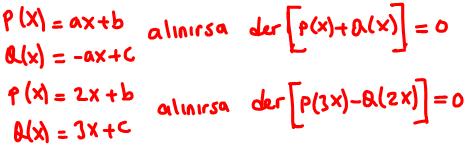 POOM 16. Birbirlerinden farklı P(x) ve Q(x) polinomları birinci dereceden birer polinomdur. l. P(x) + Q(x) polinomu l. dereceden bir polinomdur. ll. P(x) Q(x) çarpımının sonucu ll.