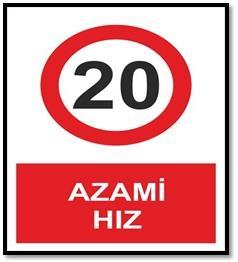 İSG UYGULAMALARI 81 Kapalı otoparklarda 20 km azami hız limitinin aşıldığı,