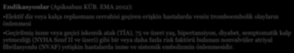 45 ülkeden ~60,000 hasta Ortopedi cerrahisinde VTE Koruması Atriyal