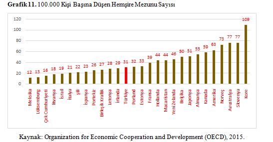 Uluslararası Karşılaştırmalı Türkiye de Sağlıkta İnsan Kaynakları Türkiye de 100.