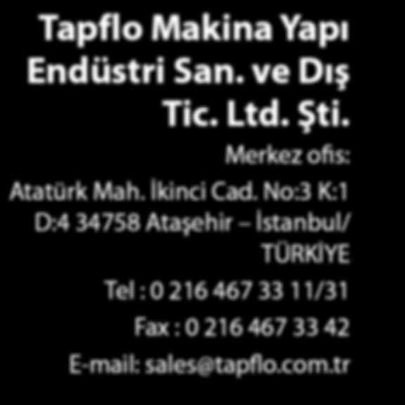 No:3 K:1 D:4 34758 Ataşehir İstanbul/ TÜRKİYE Tel : 0 216