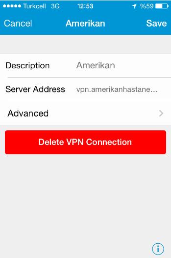 IOS ve Android işleetim sistemi yüklü mobil cihazlarda yüklü olan uygulamayı açtıktan sonra Home menüsünde Connections tıkladıktan sonra Add VPN
