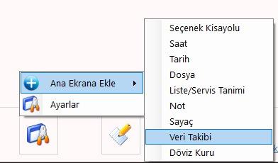 Veri Takibi Ana Menu de ekrana veritabanındaki herhangi bir alanın değişiminin takibi ve verilen sınırlar dışına çıktığında kullanıcıya uyarı vermesi seçeneği eklenmiştir.