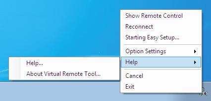 Virtual Remote Tool yardım dosyasını görüntüleme Yardım dosyasının görev çubuğu kullanılarak görüntülenmesi 1 Virtual Remote Tool