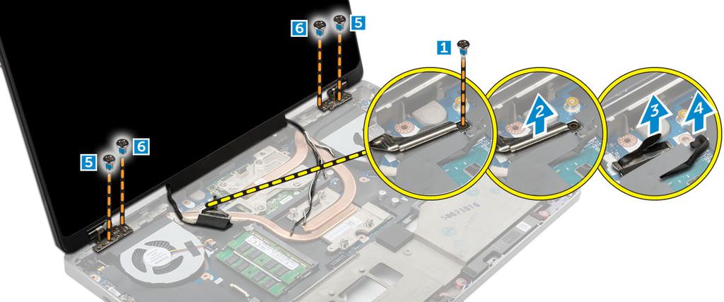 5 Aşağıdaki adımları çizimde gösterildiği şekilde gerçekleştirin: a edp kablosu braketini sabitleye vidayı çıkarın [1].