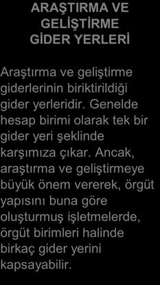 FİNANSMAN GİDER YERLERİ Finansman giderlerinin biriktirildiği, genelde tek hesap biriminden oluşur. GÜG I.