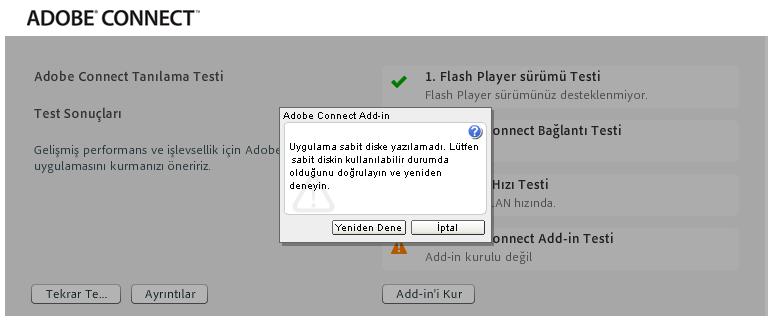 DİKKAT: Bilgisayarınızda "Adobe Connect add in" kurulumu yapmak isterseniz, ki şart değil,