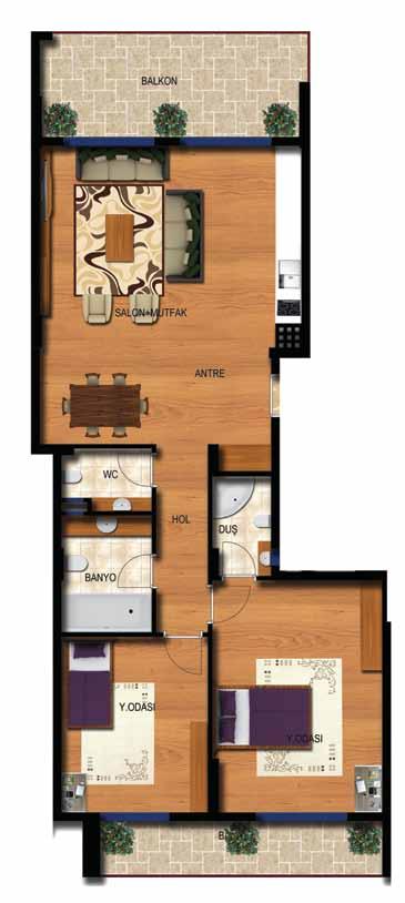 00 m 2 DAİRE 2 3+1 BRÜT : 160.00 m 2 8.