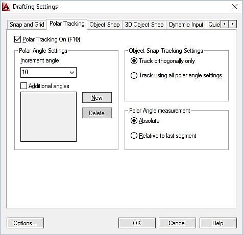 AutoCAD 2014 Kullanımı Polar Ayarları Polar Tracking ayarları Çizim rotasının istenen açı değerine