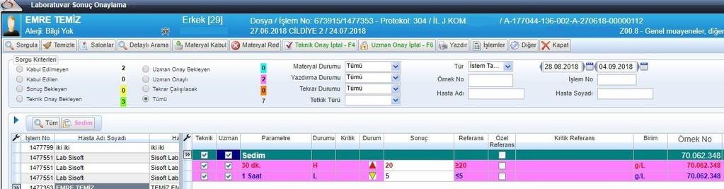 Sayfa No : 22 / 22 Görsel 31 30 dk. Testte 20 sonucu girilmiş 20 ve üzeri yüksek referansı örnekte görebiliyoruz. 1 Saat. Testte 5 sonucu girilmiş 5 ve altı düşük referansı örnekte görebiliyoruz.