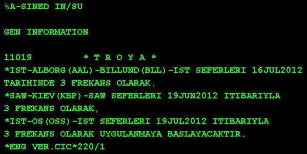 Detaylı sine-in tablosunu görmek için SONIC te de olduğu gibi BM* girişi yapılır.